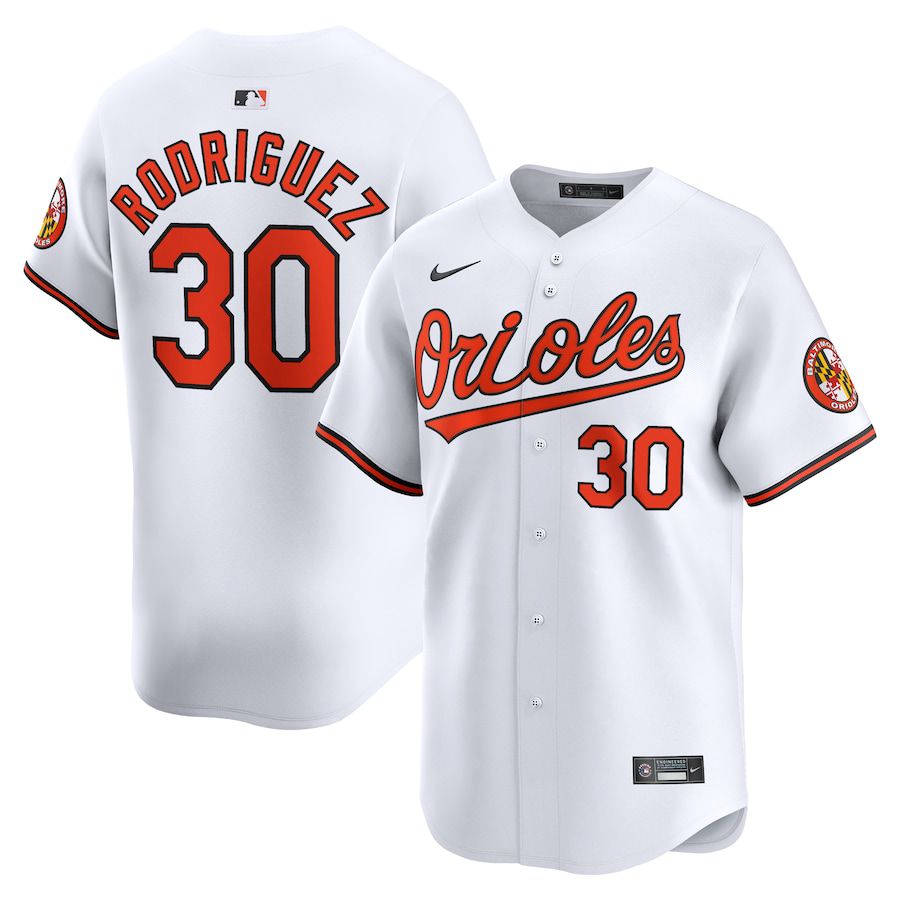 Men Baltimore Orioles 30 Grayson Rodriguez Nike White Home Limited Player MLB Jersey
